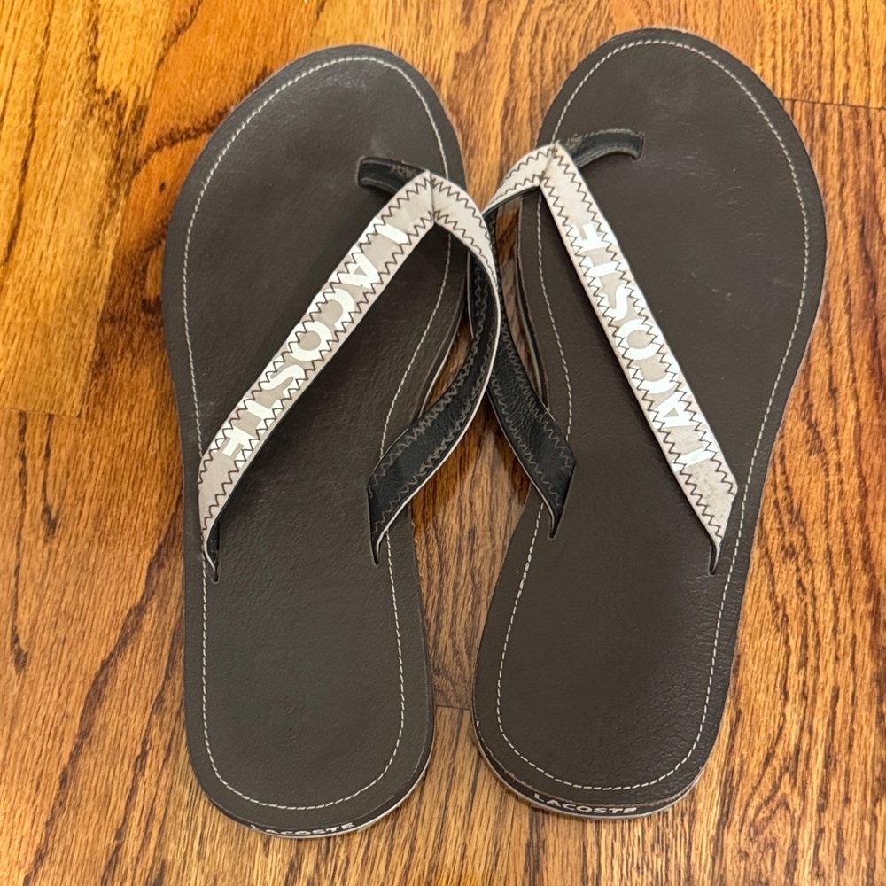Lacoste Black and Cream Sandals